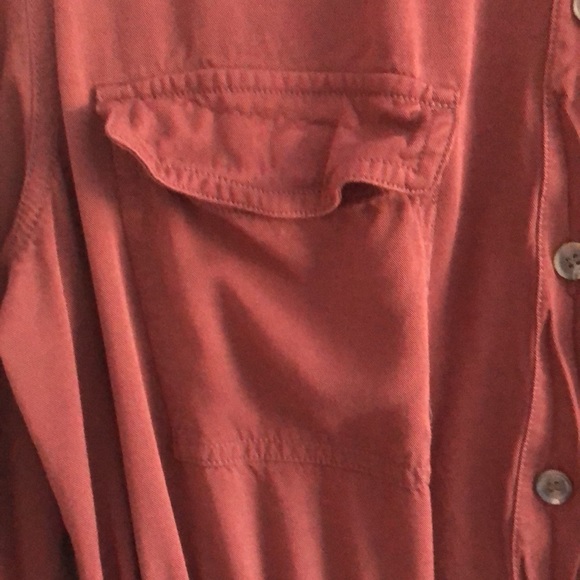 a.n.a. Collar and Tie Waist Button Down Burgundy Dress - Picture 4 of 9